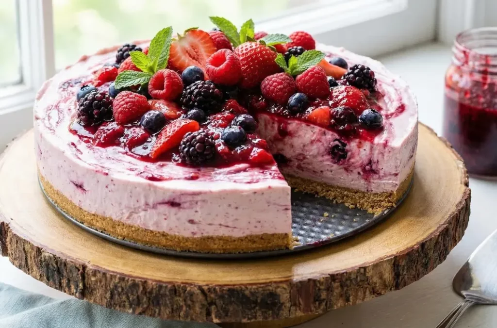 Cheesecake de Frutos Rojos sin Horno