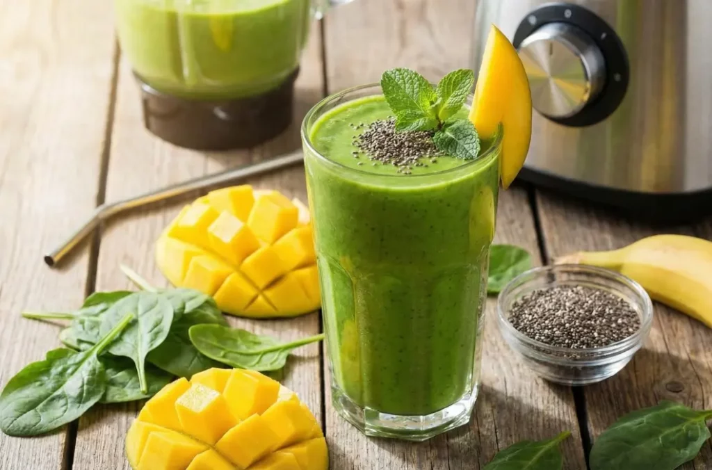 Smoothie Verde Energético de Mango y Espinacas